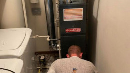 Goodman furnace installation in a laundry room Goodman furnace installation in a laundry room